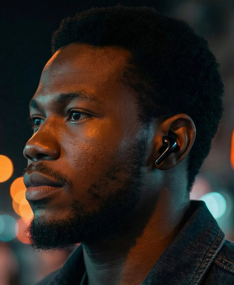 Écouteurs Bluetooth premium en situation - Qualité audio exceptionnelle et design élégant